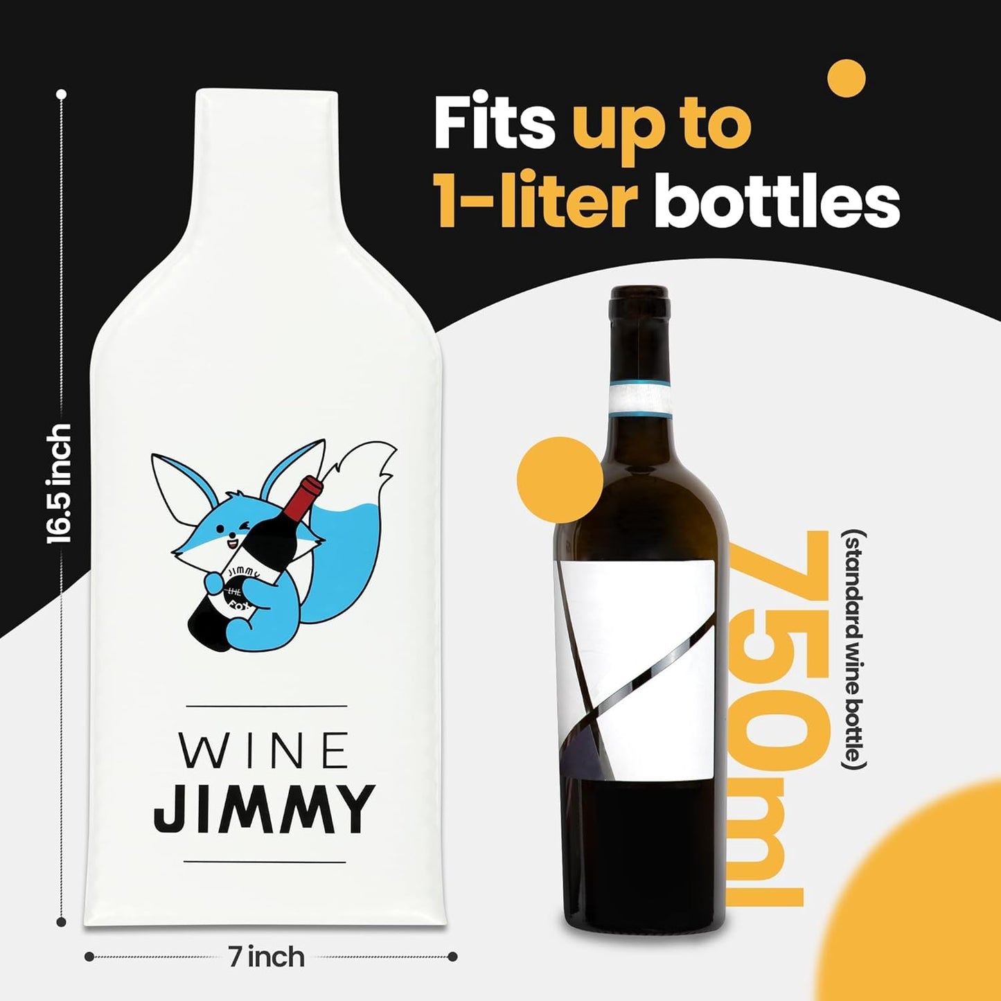 Wine Jimmy | Reusable Wine Travel Protector Sleeves for Glass Bottles | Impact & Leak Resistant | Carrier Bag Luggage | Airplane Cruise Car | Gift Holiday Vacation Party | 3 Pack w/3 Bubble Wraps