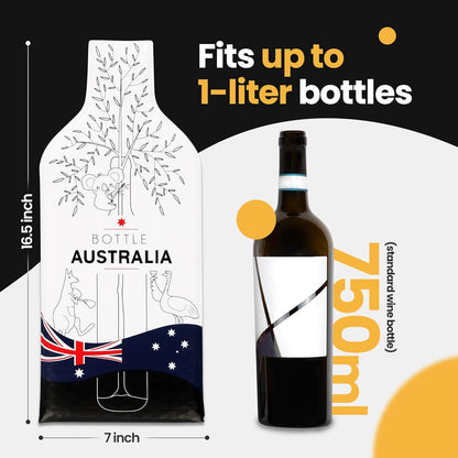 [Bottle Australia] Wine Bottle Protector 3sets (6pcs) for Wine Lovers and Travelers #Australia Flag (Multicolor)