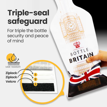 [Bottle Britain]  Wine Bottle Protector 3sets (6pcs) for Wine Lovers and Travelers #Britain Flag (Multicolor)