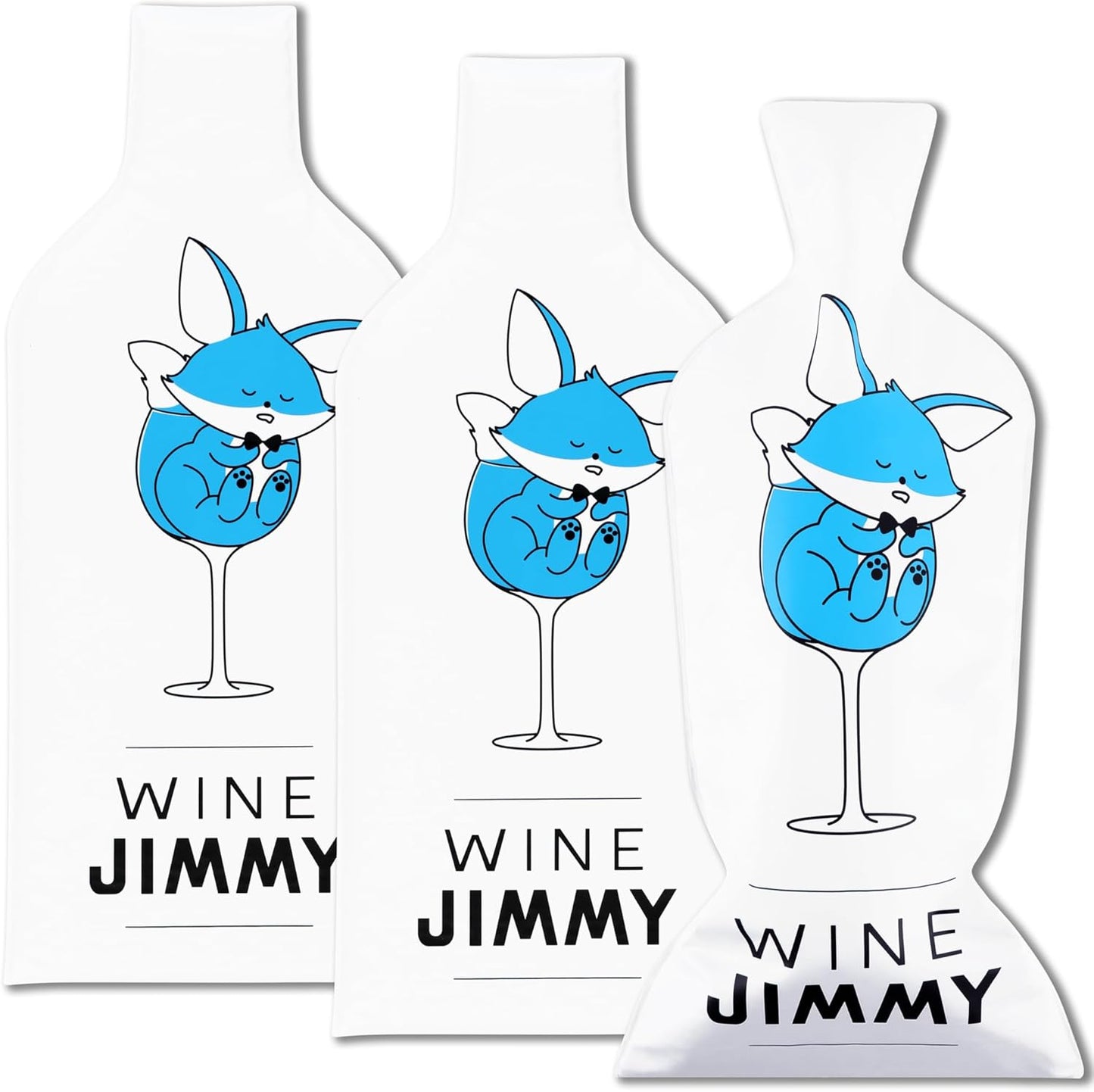 Wine Jimmy | Reusable Wine Travel Protector Sleeves for Glass Bottles | Impact & Leak Resistant | Carrier Bag Luggage | Airplane Cruise Car | Gift Holiday Vacation Party | 3 Pack w/3 Bubble Wraps