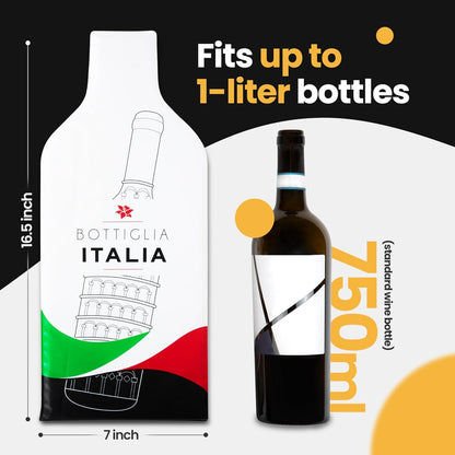 [Bottle Italy] Wine Bottle Protector 6sets (12pcs) for Wine Lovers and Travelers #Italy Flag (Multicolor)