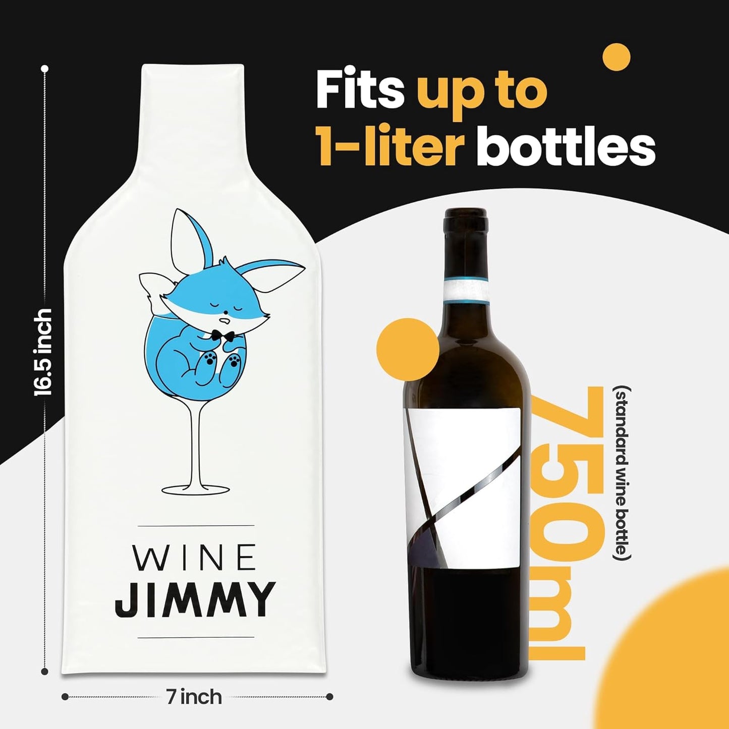 Wine Jimmy | Reusable Wine Travel Protector Sleeves for Glass Bottles | Impact & Leak Resistant | Carrier Bag Luggage | Airplane Cruise Car | Gift Holiday Vacation Party | 3 Pack w/3 Bubble Wraps