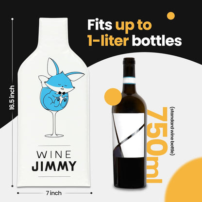Wine Jimmy | Reusable Wine Travel Protector Sleeves for Glass Bottles | Impact & Leak Resistant | Carrier Bag Luggage | Airplane Cruise Car | Gift Holiday Vacation Party | 3 Pack w/3 Bubble Wraps