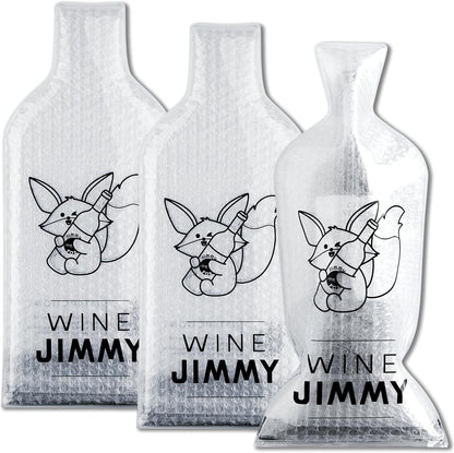 Wine Jimmy | Reusable Wine Travel Protector Sleeves for Glass Bottles | Impact & Leak Resistant | Carrier Bag Luggage | Airplane Cruise Car | Gift Holiday Vacation Party | 3 Pack w/3 Bubble Wraps