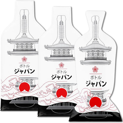 [Bottle Japan] Wine Bottle Protector 3sets (6pcs) for Wine Lovers and Travelers #Japan Flag (Multicolor)